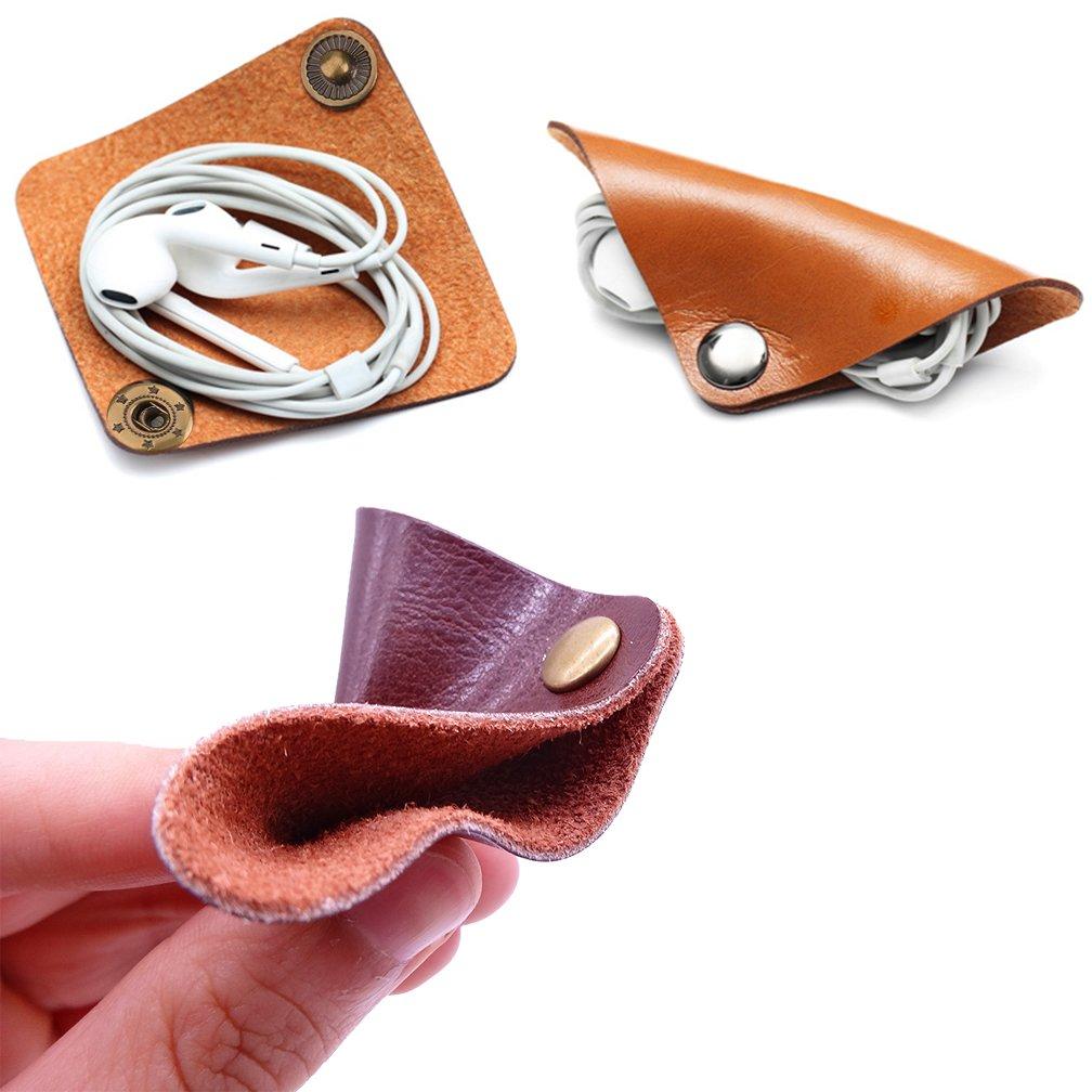 Кабель MAVEEK Держатель кабеля из воловьей кожи Зажим для шнура Устройство для намотки шнура Держатель для наушников Хранение кабеля 3 типа Зажим на 12 шт.,