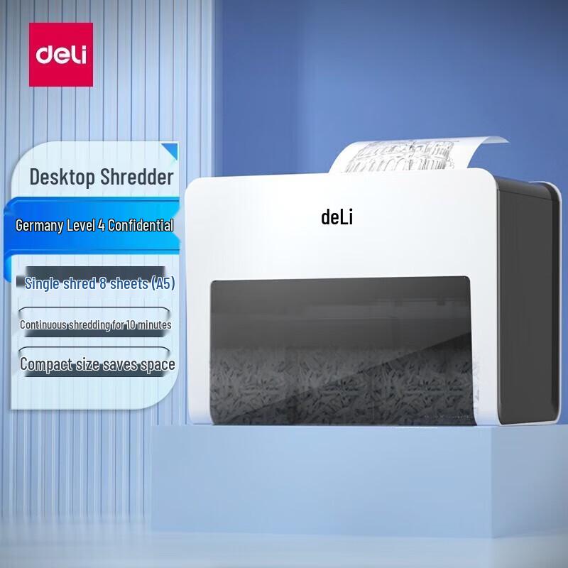 Deli High-Security Mini Document Shredder CN plug (adapter included)