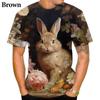 Cute Animal 3D Printing Rabbit Pattern Men's T-shirt Casual Funny Street Personality T-shirt