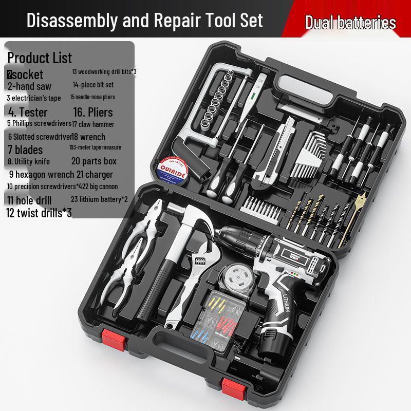 Беспроводная литиевая электрическая дрель и набор инструментов-отверток