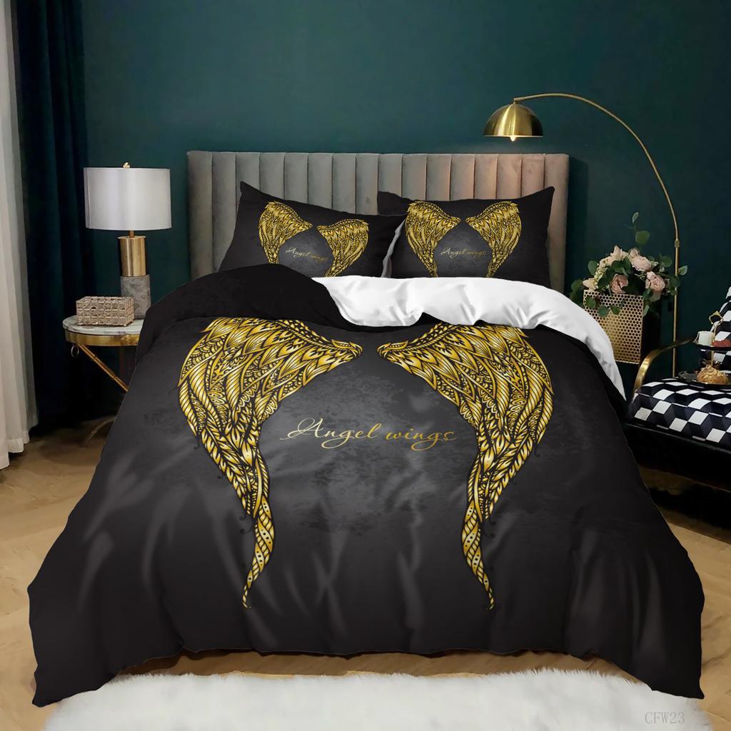 3D Starry Sky Feather Pattern Bedding Set Starry Plate Printed Quilt Cover and Pillow Case 2 or 3 Extra Large AU240 * 270 Home Decoration