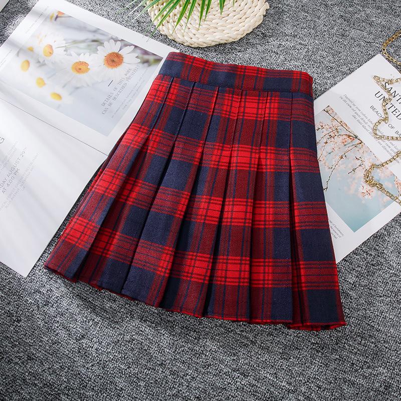 Danmo Harajuku Short Skirt Korean Plaid Skirt Women Zipper High Waist School Girl Pleated Plaid Skirt Sexy Mini Skirt Plus Size