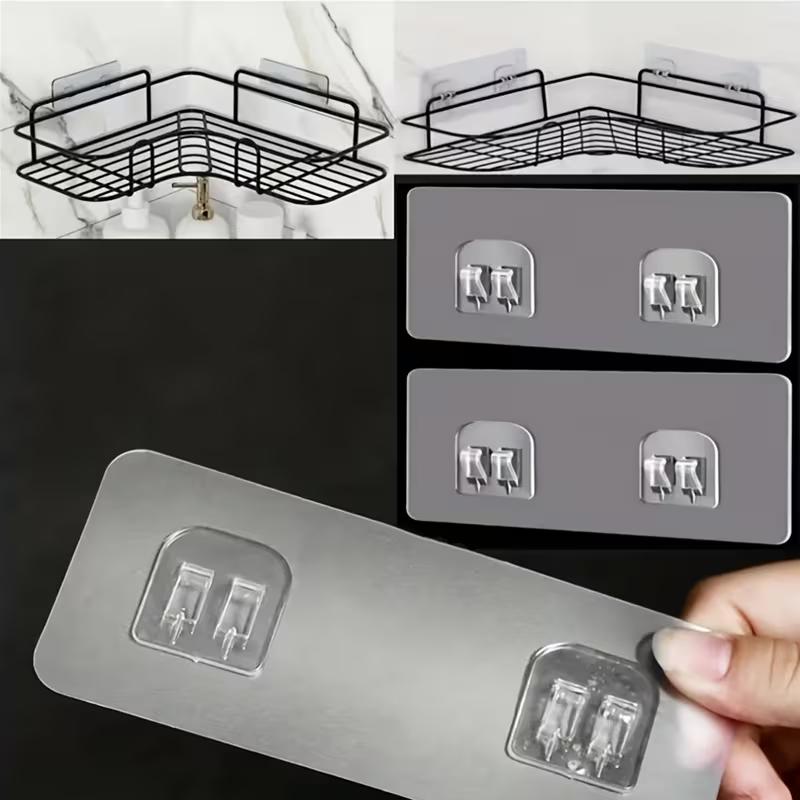 10 шт. самоклеящиеся крючки для ванной комнаты, прозрачные крючки с двойным зажимом для хранения корзин для хранения в ванной, аксессуары для душа