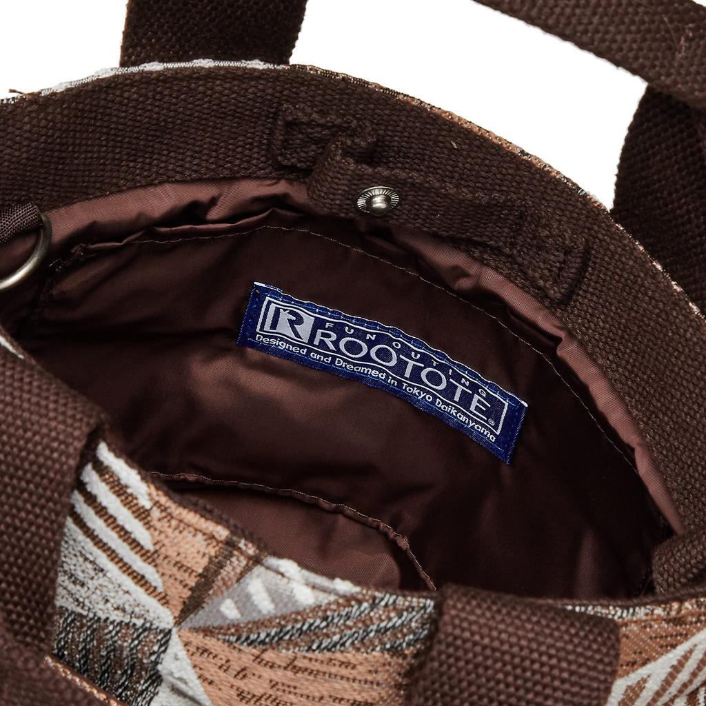 Woven Fabric Mini Shoulder Tote Bag LT BR Pattern Fabric H 1391 Brown [ROOTOTE] Women's