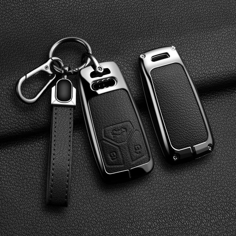 Чехол для ключей из цинкового сплава и кожи для A5 A6 A7 A8 A4 RS3 RS4 SLINE Q3 Q5 Q7 Q8 B6 B7 B8, декоративная накладка