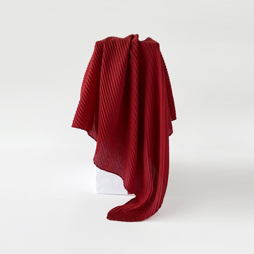 Solid Color Imitation Cotton and Linen Scarf for Women, 90CM Pleated Square Scarf, Headscarf Scarf