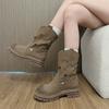 Ladies Shoes 2024 High Quality Plus Size Women's Boots Fashion Hollow Modern Boots Women New Round Toe Mid-Calf Boots Zapatos