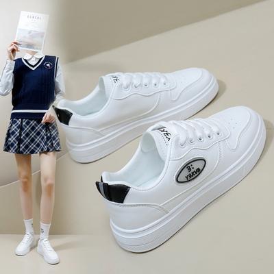 Женские дышащие кроссовки на платформе, модные противоскользящие прогулочные туфли для бега, повседневные легкие белые кроссовки на шнуровке, женские теннисные туфли из искусственной кожи