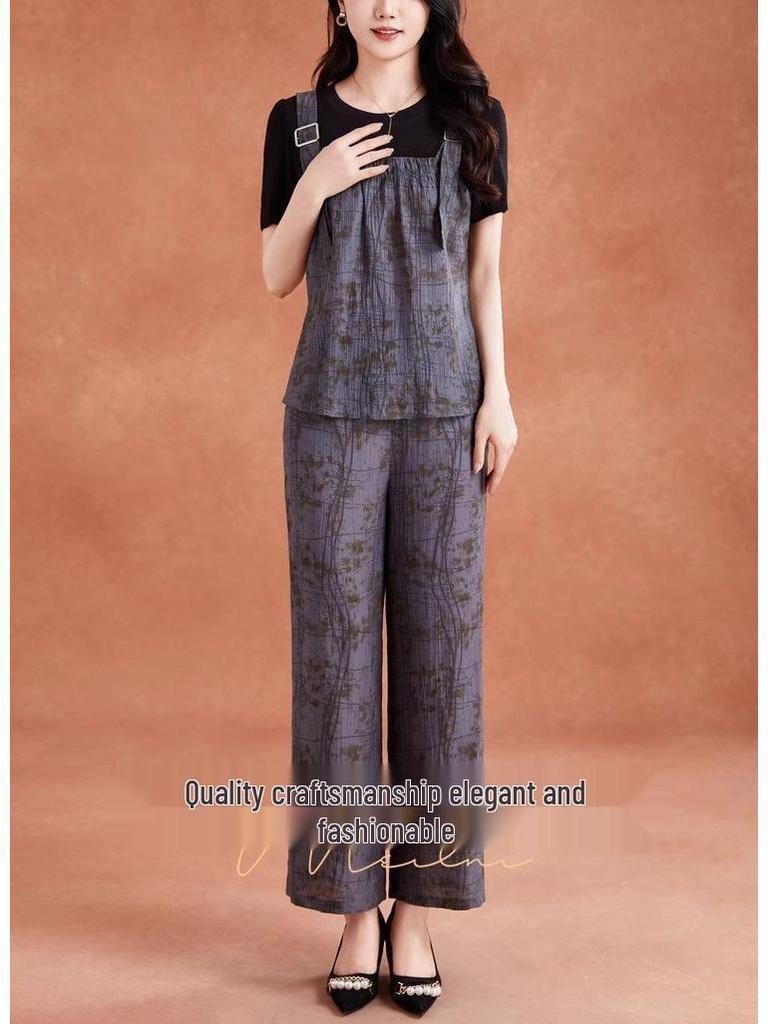 Летняя мода 2025 года: Трендовый комплект из двух вещей в уличном стиле инфлюенсера с брюками широкого кроя