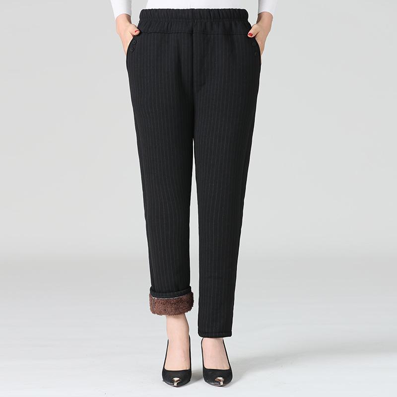 Женские осенне-зимние брюки больших размеров с подкладкой и утолщением, теплые, удобные, свободные