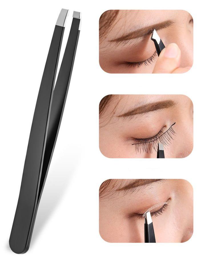 1/10pcs Black Precision Eyebrow Tweezers Stainless Steel Eye Brow Tools Professional Facial Hair Removal Shaping Makeup Tool Kit