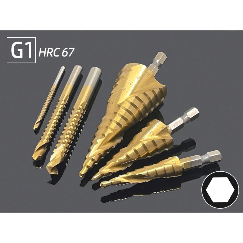 6Pcs HSS Steel Titanium Step Drill Bit Set 4-12/20/32mm Metal Hole Cutter Wood Cone Core Drilling Hole Saw Tool+3,6,8 Saw Drill