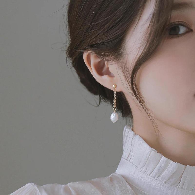 Такие красивые натуральные барочные серьги-подвески из пресноводного жемчуга, универсальные серьги-пусеты для феи-сестры 925 пробы