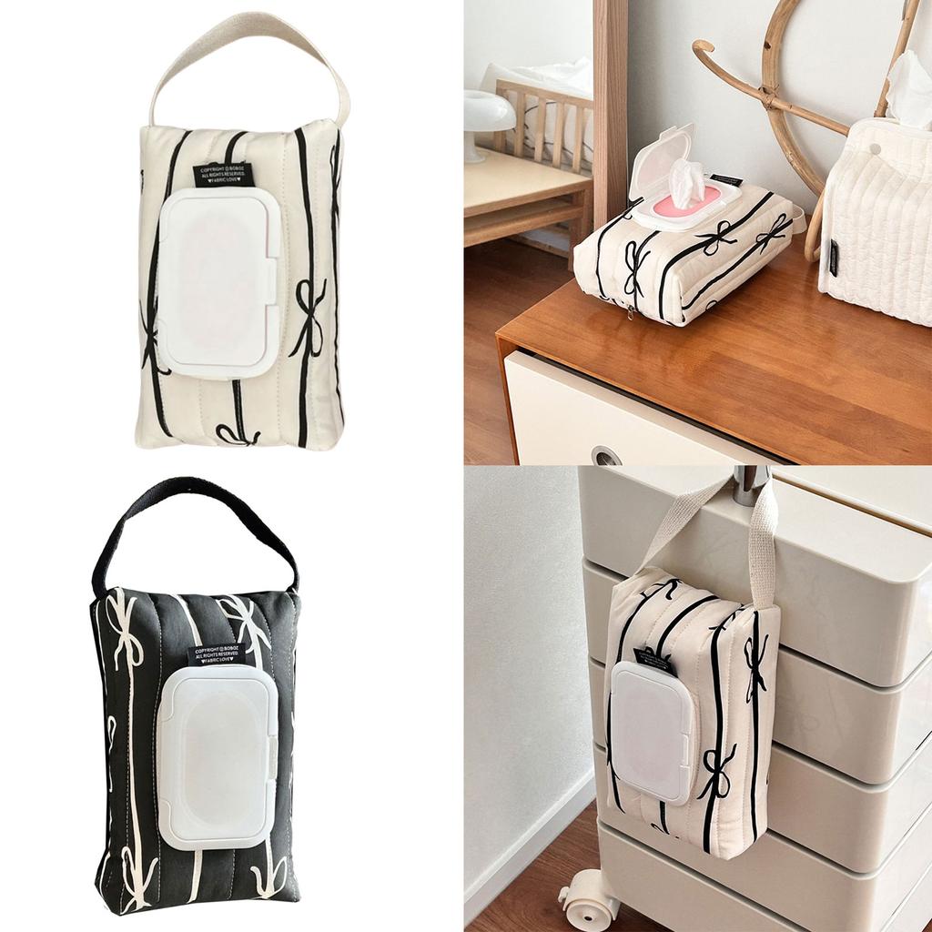 Прочный хлопковый набор для хранения влажных салфеток, стеганый бант с полосками, мягкий держатель для салфеток для путешествий для мам, которые всегда в пути