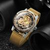 WINNER Roman Mechanical Watches for Men Fashion Gold Skeleton Mens Watch Luxury Mesh Stainless Steel Strap Luminous Unisex Clock