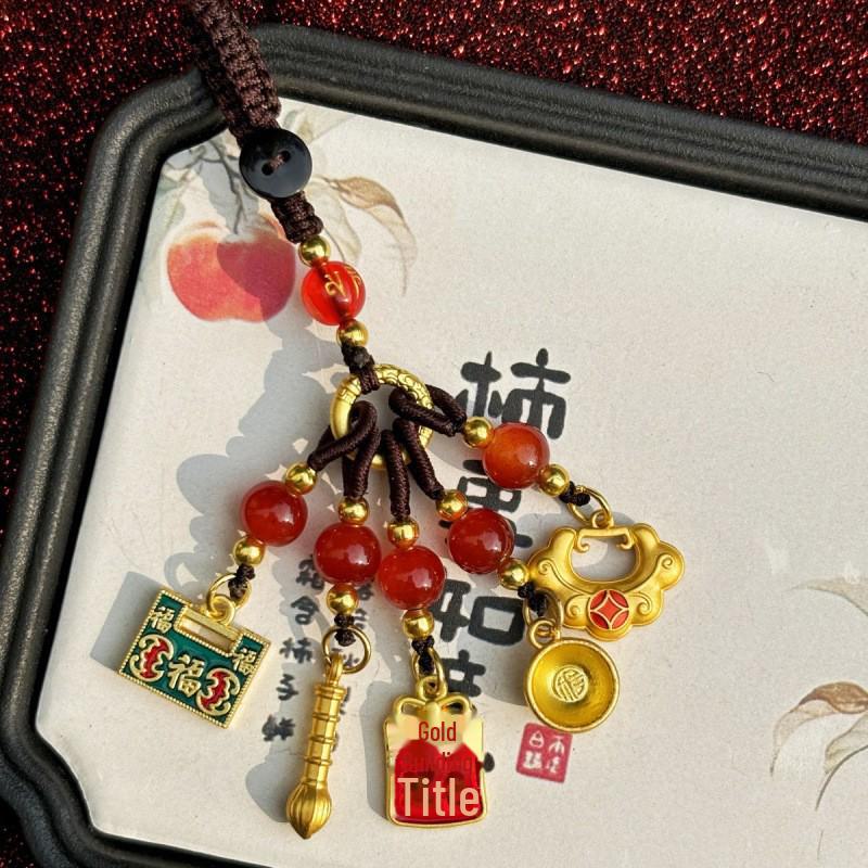 Китайский старинный французский модный брелок с предсказанием судьбы и сплетенным вручную мешочком для благословения