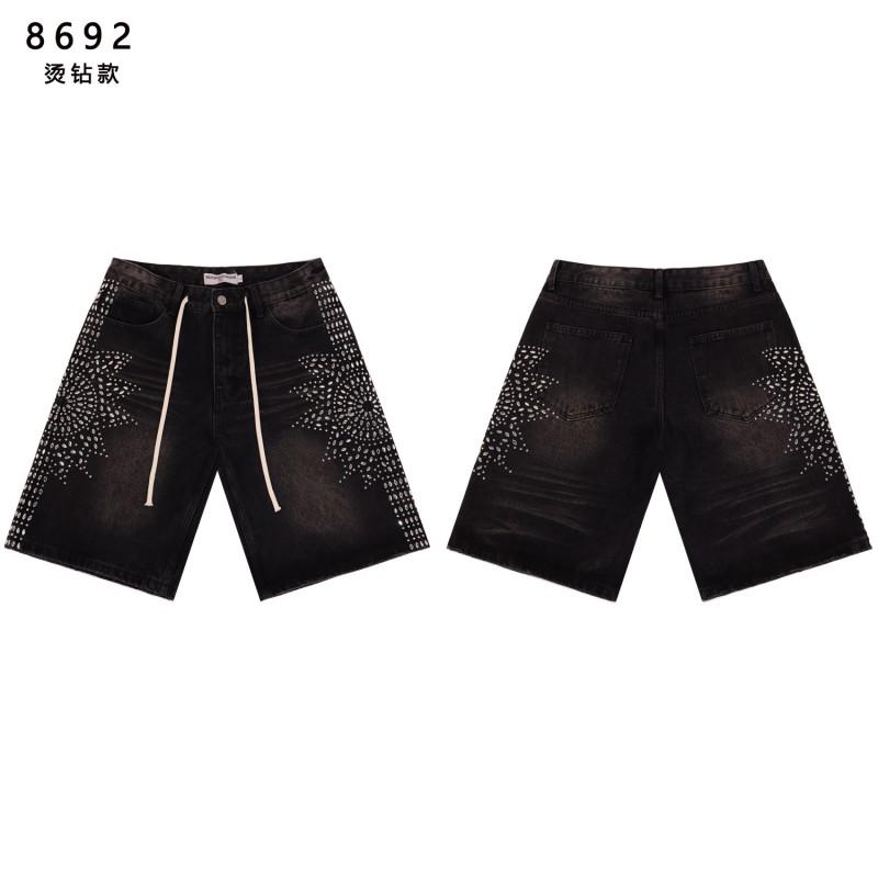 2026 Mens Denim Shorts Oversized Fit Streetwear Unisex Casual Jeans