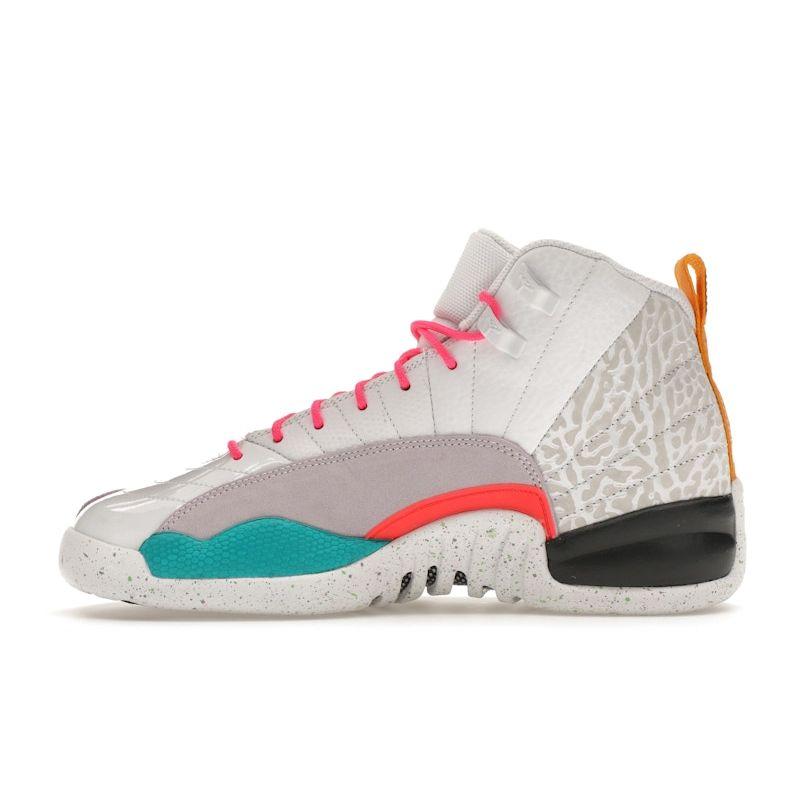 Air Jordan 12 Retro GS White Vapor Green Kids кроссовки Photon-Dust Barely-Grape New-Emerald 153265-130