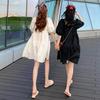 2023 Summer French Puff Sleeve A-Line Square Neck Dress for Women