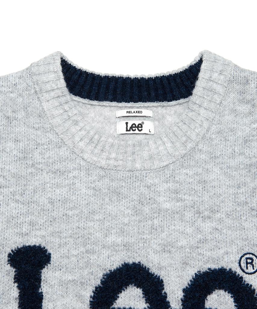 LEE Boucle Big Twitch Logo Knit Light Gray
