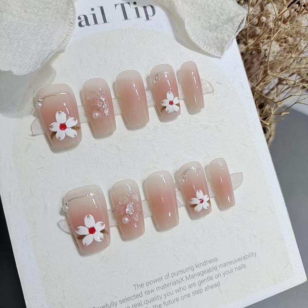 10-Piece Magnolia Blossom Blush False Nails Set
