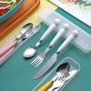 Креативный мультфильм нержавеющая сталь вилка ложка палочки для еды набор из трех предметов милый студент ложка палочки для еды портативный набор столовых приборов для