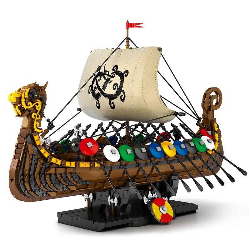 2547PCS Viking Warship Building Blocks Pirate Keelboat Model Bricks Desktop Collection Decoration Diy Toy For Kids Holiday Gifts