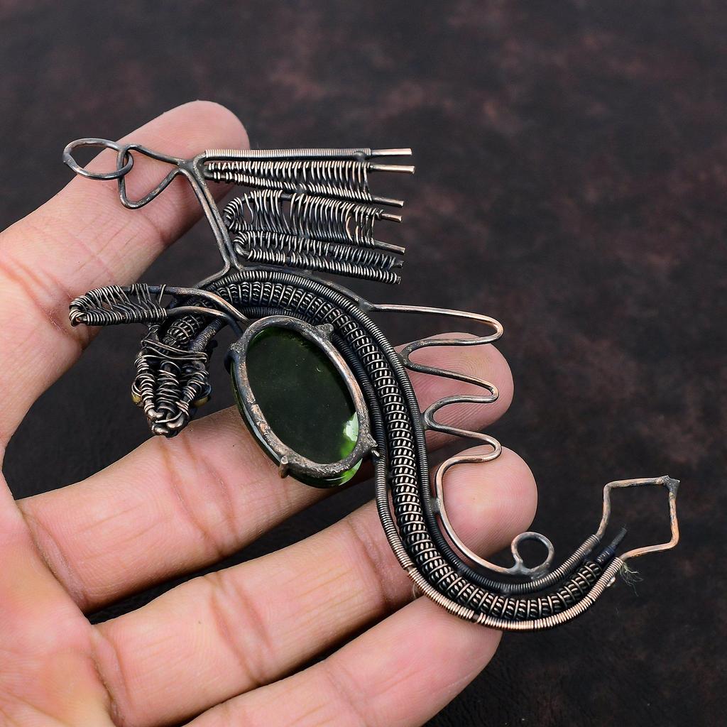 Australian Chrome Chalcedony Pendant Copper Wire Wrapped Pendant Dragon Pendant Handmade Gemstone Pendant Dainty Copper Jewelry Gift For Him