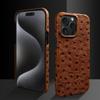 Ostrich Genuine Leather Case For iphone 16 Pro Max 15pro 14 13 12 11 XR XSMAX SE4  Real Cowhide Back Cover Coque Shell