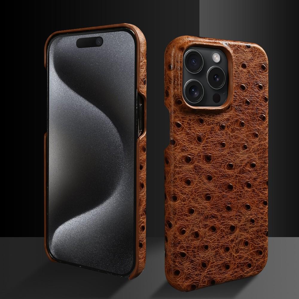 Ostrich Genuine Leather Case For iphone 16 Pro Max 15pro 14 13 12 11 XR XSMAX SE4 Real Cowhide Back Cover Coque Shell