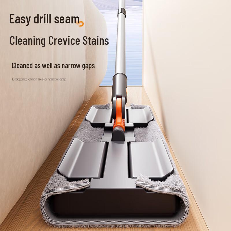 Швабра плоская 38см с клипсой для ткани и 4 насадками