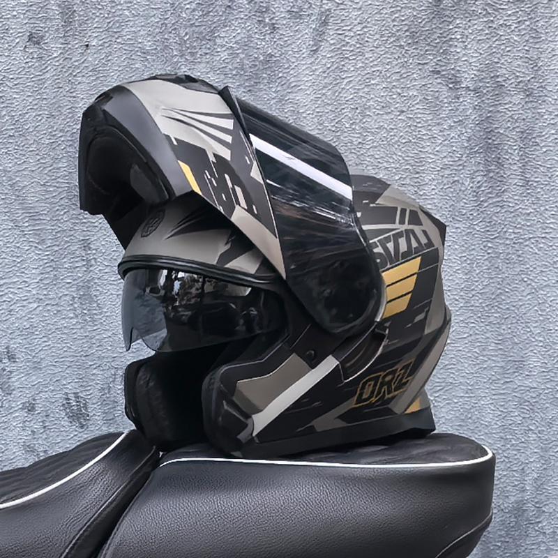 Мотоциклетный шлем ORZ-162, модульный откидной шлем-фулфейс, шлем для бездорожья на дальние расстояния со встроенной солнцезащитной шторкой