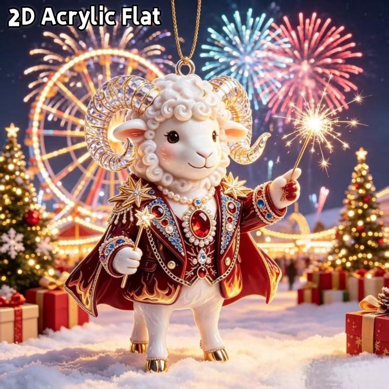 Светостойкие 2D акриловые подвески-знаки зодиака Козерог на Рождество, подвесные украшения на елку для праздничного декора