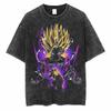 Аниме Dragon Ball Стиранная футболка Винтажный принт Goku Vegeta Хлопок Короткий рукав Свободный крой Мужчины Женщины Повседневная одежда Топы Лето 2026