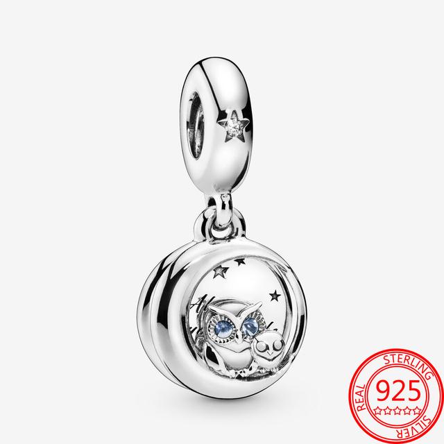 Подлинный 925 стерлингового серебра кулон в виде кошек и сердец, модный браслет в виде змеи, серебряный шарм для женщин, ювелирные изделия в подарок