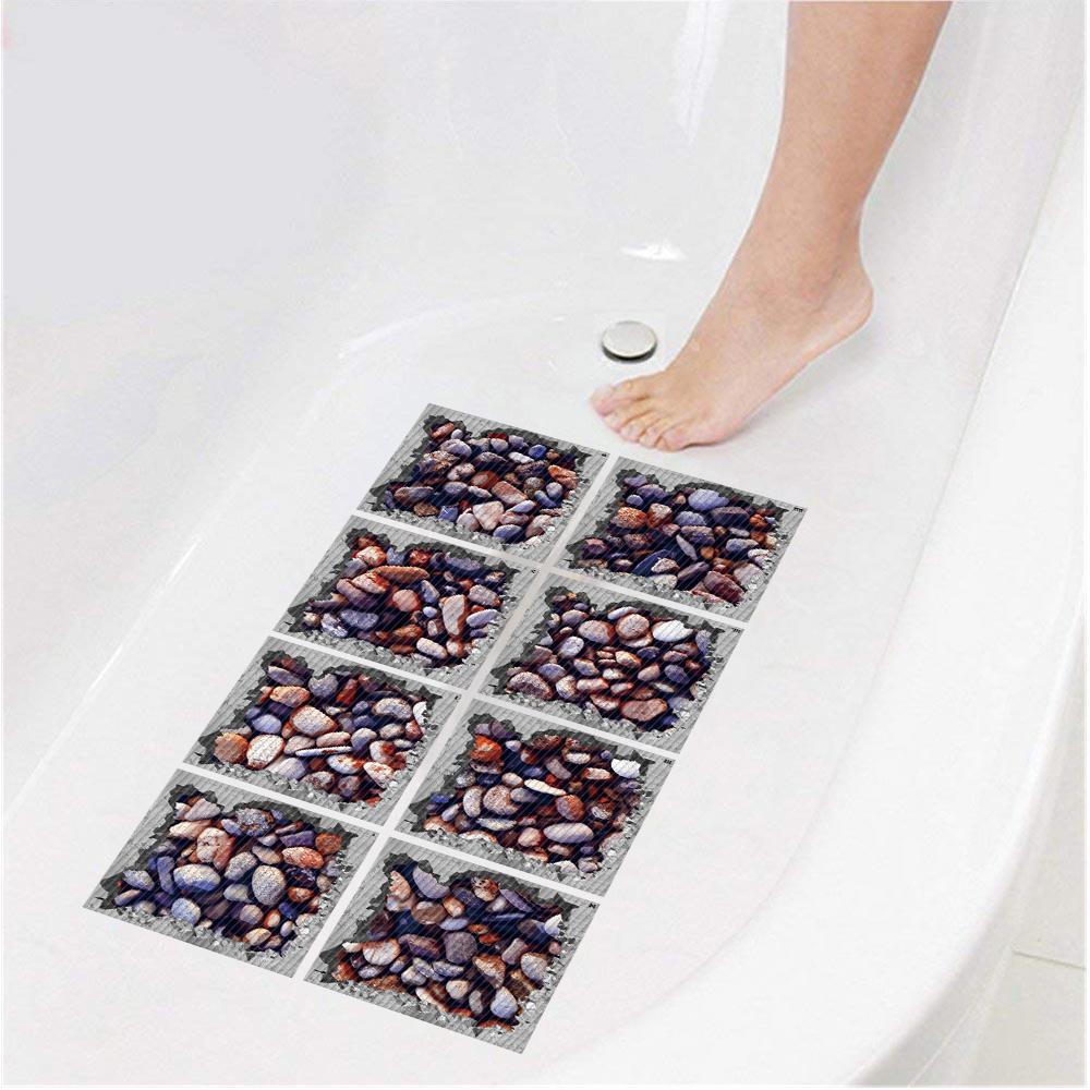 8Pcs 3D Bathtub Anti-Slip Stickers - Waterproof PVC Bathroom Safety Decals - Decorative 13x13cm Removable Self-Adhesive Mural