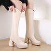 Ботинки Женская обувь Высокие сапоги Осенние и зимние рыцарские сапоги 2024 Новые сапоги\n Тонкие осенние сапоги с флисовой подкладкой в европейском и американском стиле...
