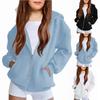 Boys Girls Children's Zip Up Hoodie Loose Solid Color Hooded Sports Shirt Sweatshirt Jacket Coats With Pocket