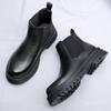 British Style Mens Leather Chelsea Boots Platform Ankle Boots Man Thick Bottom Motorcycle Footwear Punk Style Black Casual Shoes