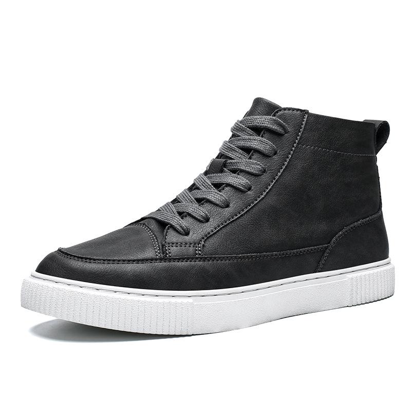 Spring and Autumn New Martin Boots Men's High Top British Style Men's Shoes Leather Boots Casual Middle Top Shoes