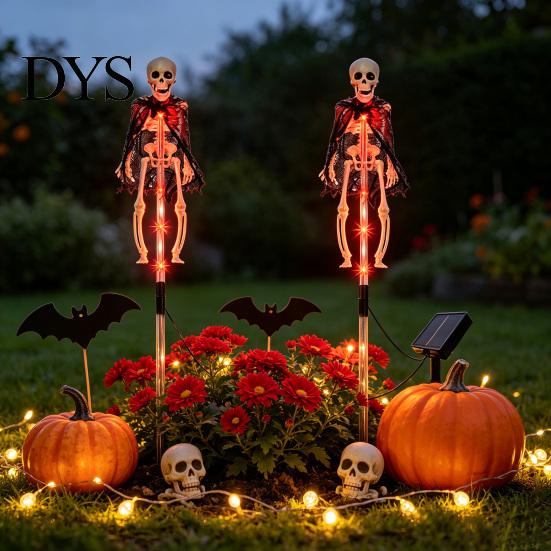 Indoor Wall Hanging Ornaments Solar Halloween Bat Garden Lights, Realistic Skeleton Pathway Decor, Waterproof LED 3D Bone Props Spooky Stake Light for