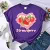 Женская футболка с 3D-принтом и рисунком в виде сердца и клубники, универсальная футболка с круглым вырезом, спортивная летняя одежда, разноцветная мягкая, с коротким рукавом
