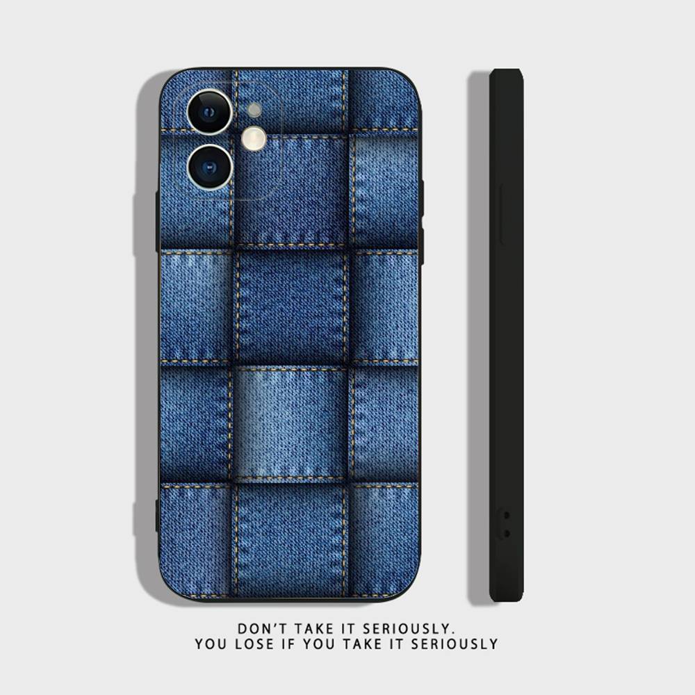 Джинсовый Ковбойский Деним с принтом Для iPhone 17,16,15,14,13,12,11,Pro,X,XS,Max,XR,Plus,Mini Мягкий Силиконовый Чехол для Телефона Черный Ударопрочный
