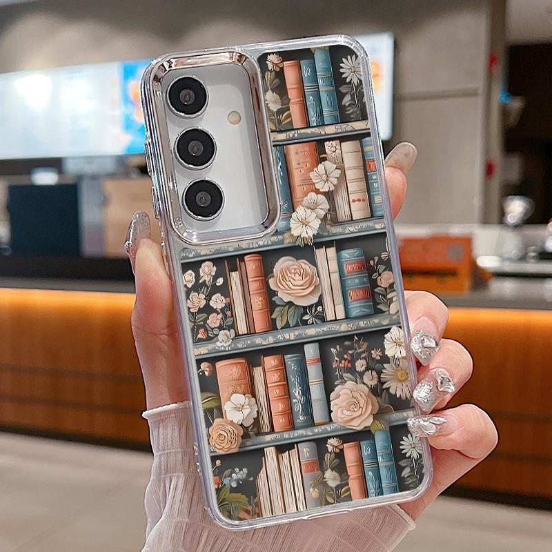 Винтажный чехол с цветочным принтом для Samsung S26 S25 Ultra S24 Plus S23 S22 S21 FE A54 A55 A16 A36 A56 A17 A37 A57 5G Покрытие Линзы Прозрачный Мягкий Чехол