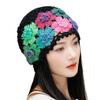 Women Hat Manual Colorful Hollow Out Knitted Flower Crochet Elastic Soft Breathable Lightweight Sunshade Soft Travel Outdoor Cap Brimless Beanie
