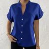 BITCED Женская летняя простая женская рубашка с v-образным вырезом и коротким рукавом, однотонная блузка