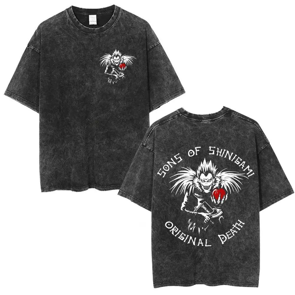Death Note Ryuk Yagami Light Vintage Washed T Shirt Oversized Women Men Cotton Tshirt Fashion Short Sleeve Tshirts Streetwear