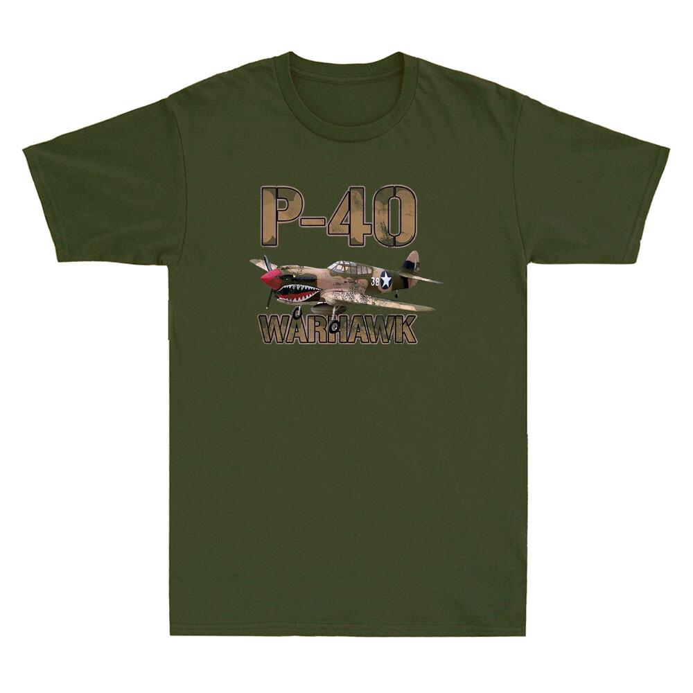 P40 War Hawk Wwii Fighter Aircraftt Funny Graphic Vintage Unisexs Cotton Tshirt