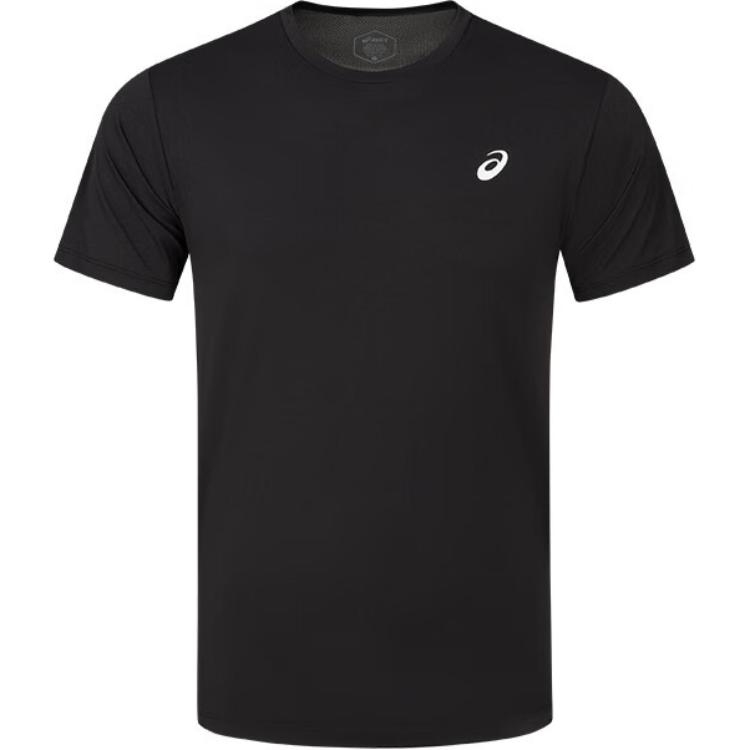 Asics Round Neck Comfortable Sports Solid Color Breathable Short Sleeve T-Shirt Men Tops Black 2011D080-001