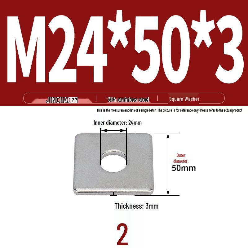 304 Stainless Steel Thickened Square Flat Washer for Curtain Wall (M4-M16)